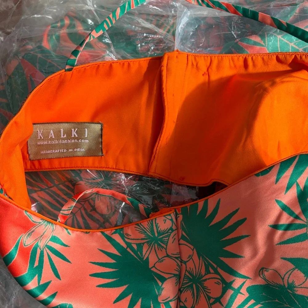 Kalki Orange and Green Embellished Lehenga Set - Picture 12 of 13